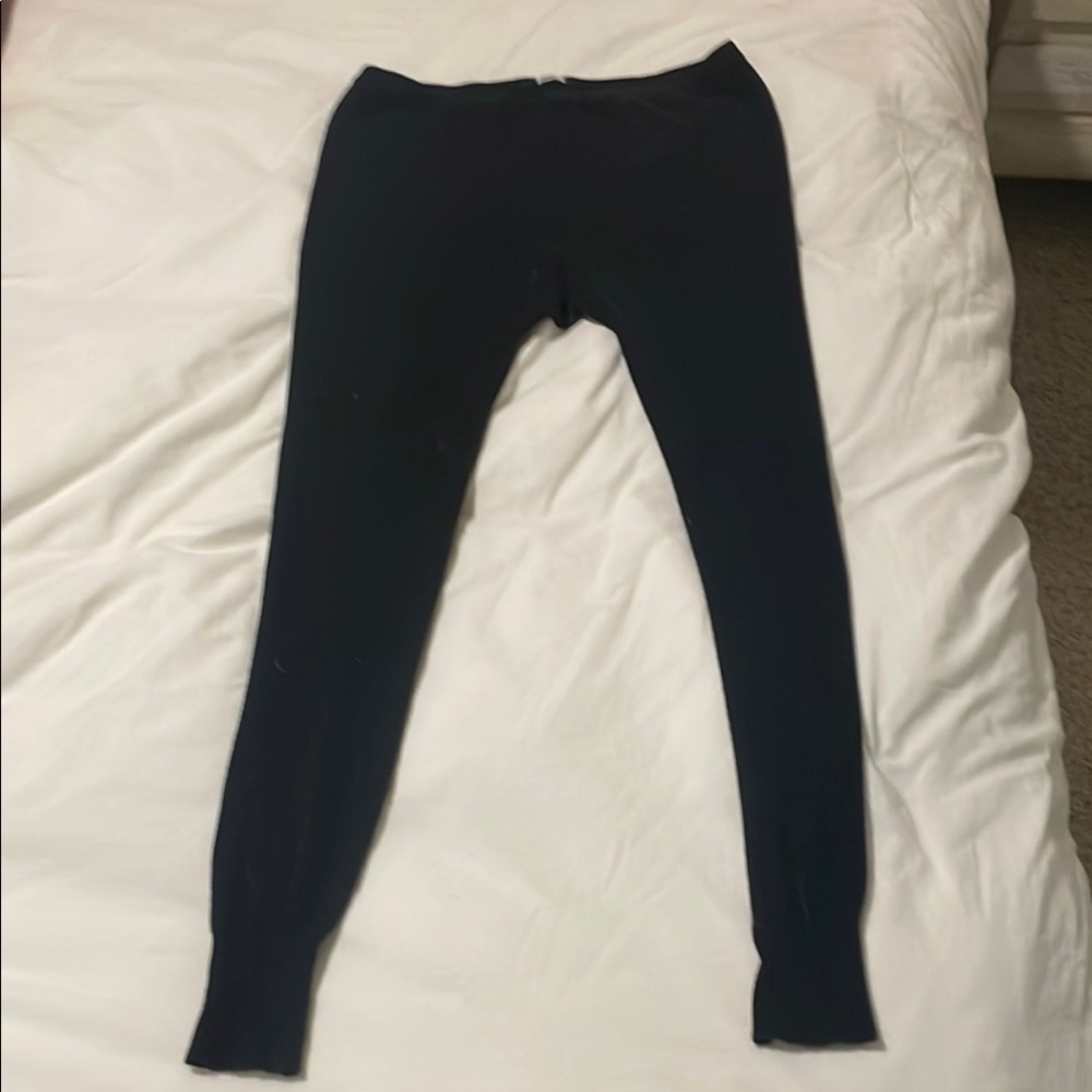 Hanro Black Warm Pure Wool Under Base Layer Leggings with Elastic Waist